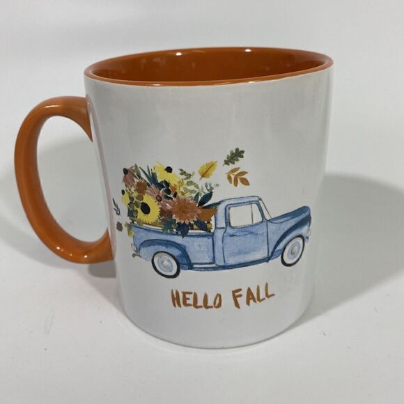 Rachel Ashwel The Prairie mug “ Hello Fall” Autumn Old Truck Orange 4.5” x 5.75” - Picture 2 of 5
